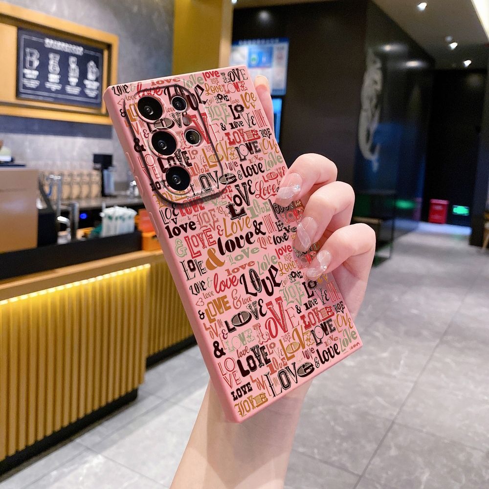 For Samsung Galaxy S24 S23 Ultra S22 Plus Note 20 S21 FE S20 Love Letters Full Protective Case Anti Drop Cover