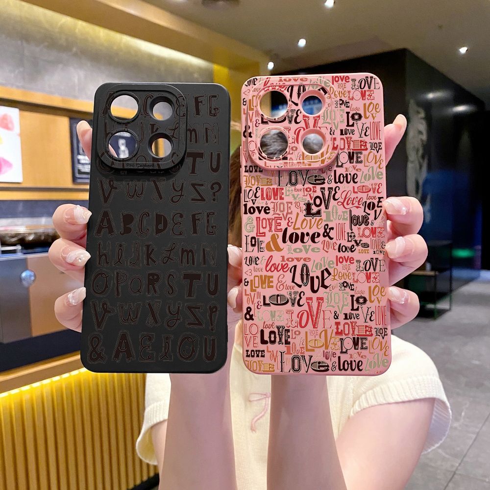 For Xiaomi Redmi Note 13 12 Pro 5G 12S 11S 13C A1 10 Pro 4G 10S Redmi 10C 9C Love Letters Full Protective Case Anti Drop Cover