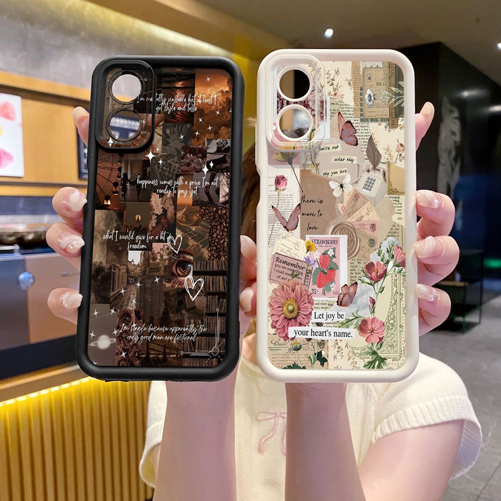 for OPPO A60 A18 A38 A17 A16 A57 A77 4G A59 A98 A78 A58 5G Vintage Art Town Butterfly Full Protective Phone Case Anti Drop Cover