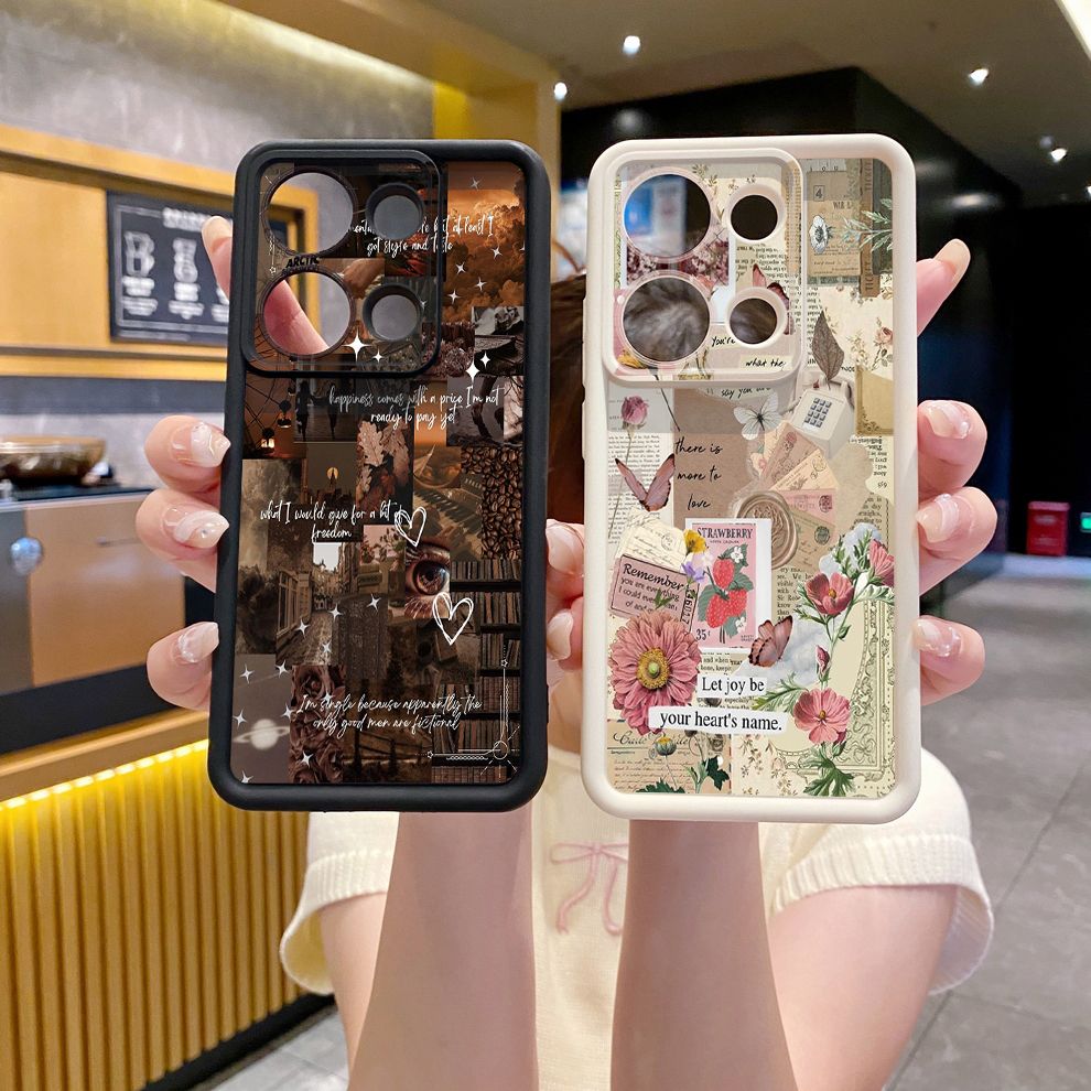 for Xiaomi Redmi Note 13 Pro 5G 12S 4G 12 Turbo 11S 13C 12C Vintage Art Town Butterfly Full Protective Phone Case Anti Drop Cover