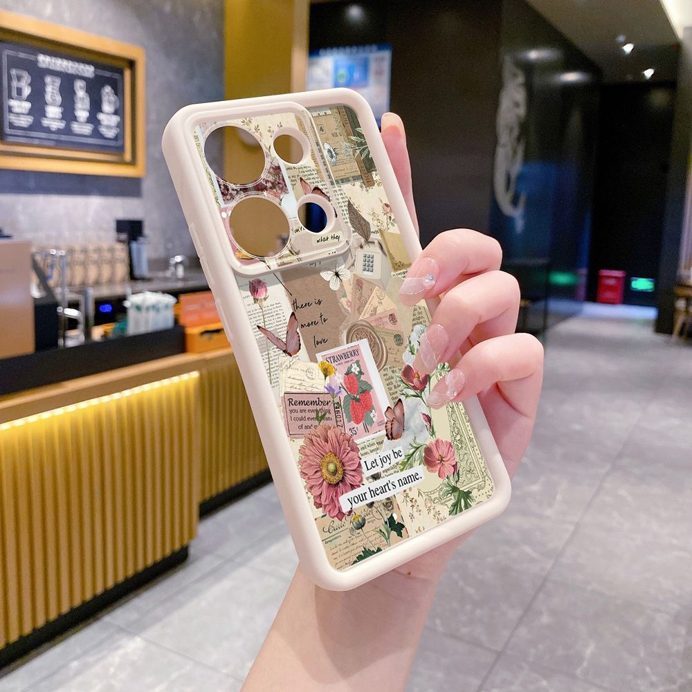 for Xiaomi Redmi Note 13 Pro 5G 12S 4G 12 Turbo 11S 13C 12C Vintage Art Town Butterfly Full Protective Phone Case Anti Drop Cover