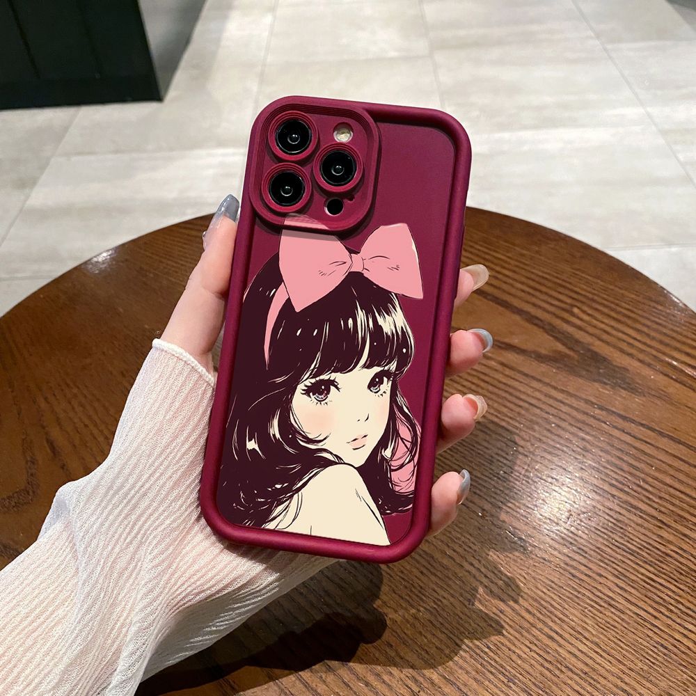 for iPhone 15 Pro Max 14 Plus 13 12 11 XR 8 7 SE 2022 XS Beauty Girl Full Protective Phone Case Anti Drop Cover