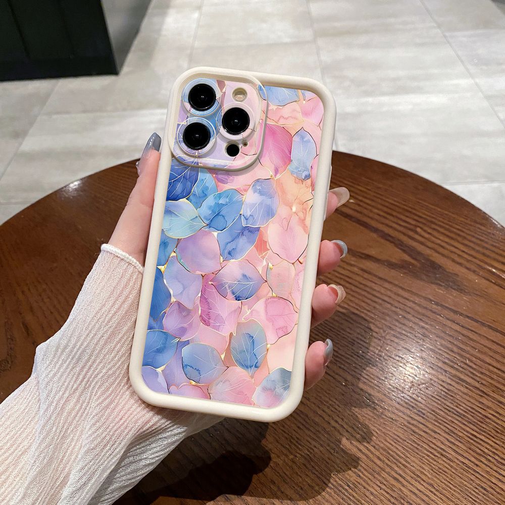 for iPhone 15 Pro Max 14 Plus 13 12 11 XR 8 7 SE 2022 XS Luxury Leaves Full Protective Phone Case Anti Drop Cover