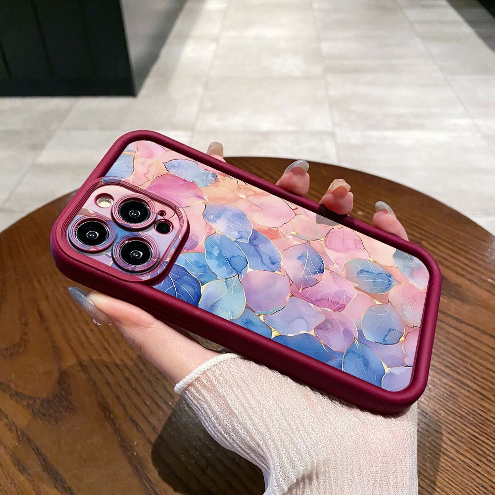 for iPhone 15 Pro Max 14 Plus 13 12 11 XR 8 7 SE 2022 XS Luxury Leaves Full Protective Phone Case Anti Drop Cover