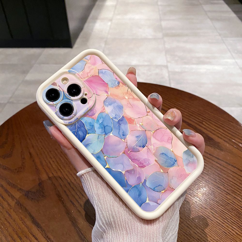 for iPhone 15 Pro Max 14 Plus 13 12 11 XR 8 7 SE 2022 XS Luxury Leaves Full Protective Phone Case Anti Drop Cover