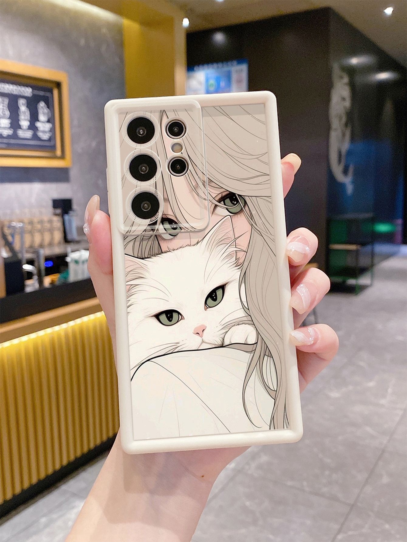 for Samsung Galaxy S24 S23 Ultra S22 Plus S21 FE S20 Butterfly Girl Cat Full Protective Phone Case Anti Drop Cover