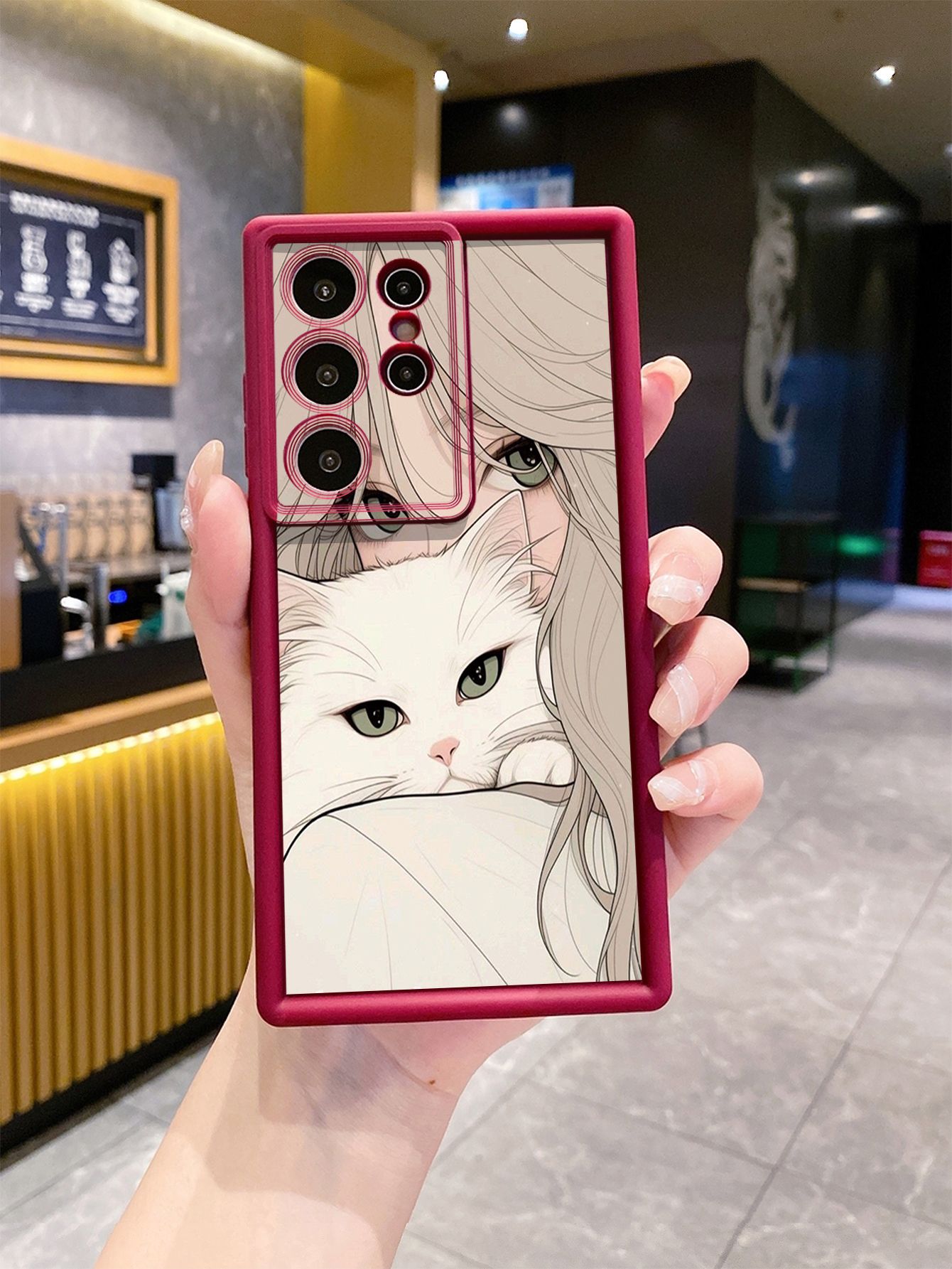 for Samsung Galaxy S24 S23 Ultra S22 Plus S21 FE S20 Butterfly Girl Cat Full Protective Phone Case Anti Drop Cover