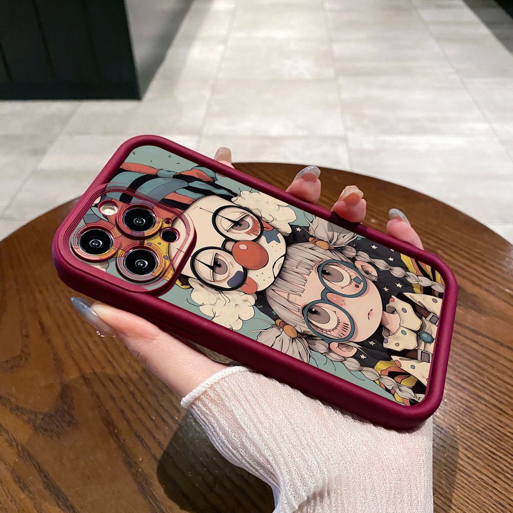 for iPhone 15 Pro Max 14 Plus 13 12 11 XR 8 7 SE 2022 XS Cute Evil Clown Full Protective Phone Case Anti Drop Cover