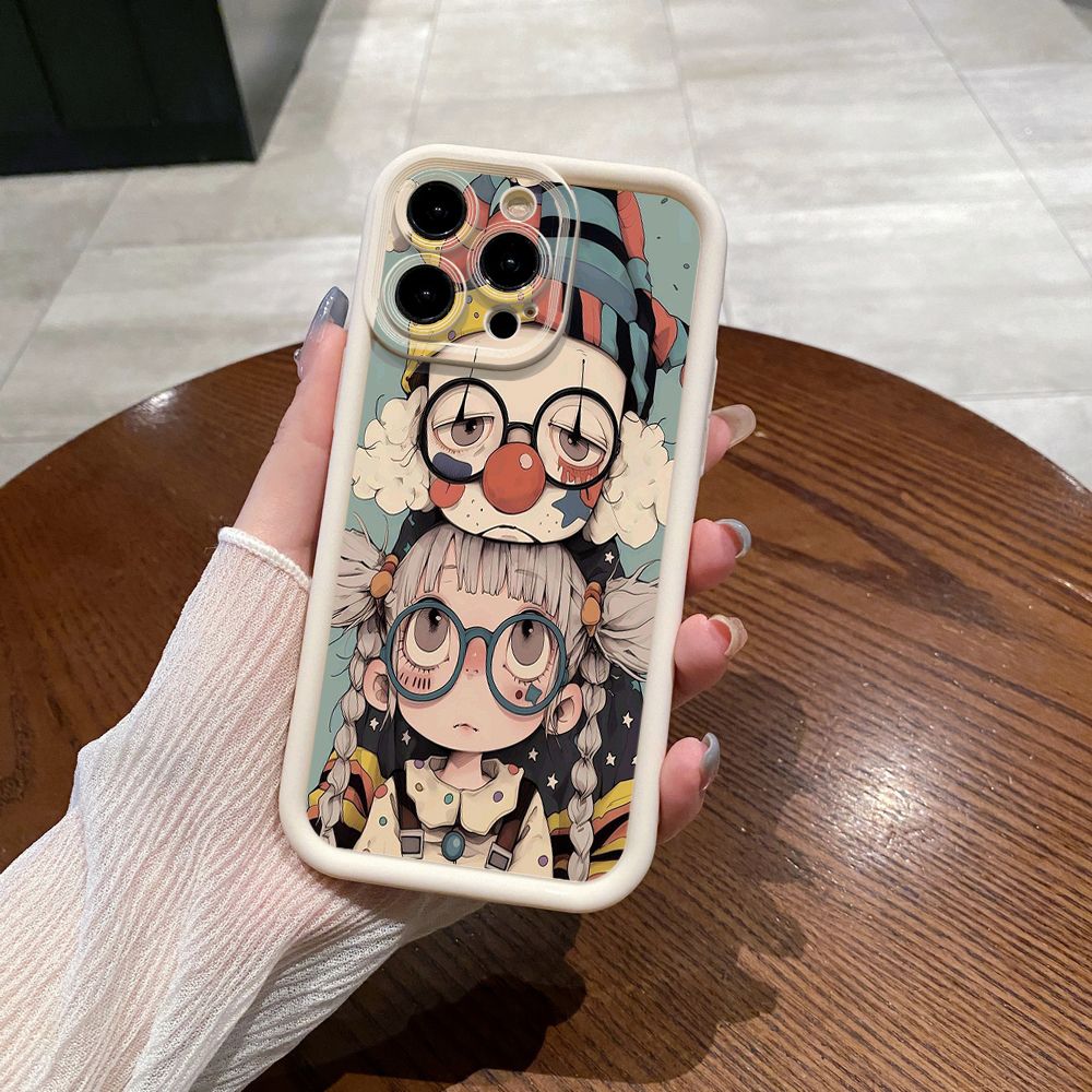 for iPhone 15 Pro Max 14 Plus 13 12 11 XR 8 7 SE 2022 XS Cute Evil Clown Full Protective Phone Case Anti Drop Cover