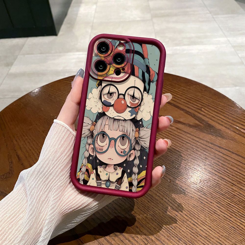 for iPhone 15 Pro Max 14 Plus 13 12 11 XR 8 7 SE 2022 XS Cute Evil Clown Full Protective Phone Case Anti Drop Cover