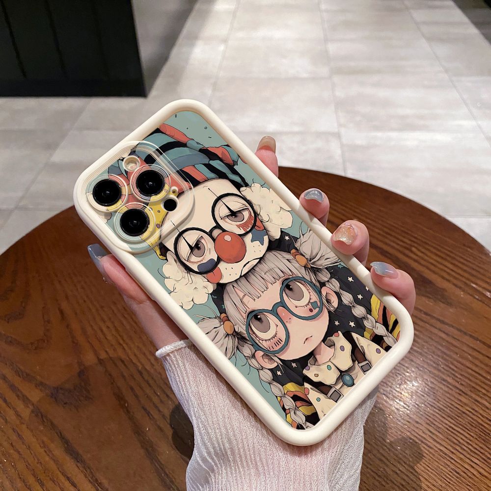 for iPhone 15 Pro Max 14 Plus 13 12 11 XR 8 7 SE 2022 XS Cute Evil Clown Full Protective Phone Case Anti Drop Cover
