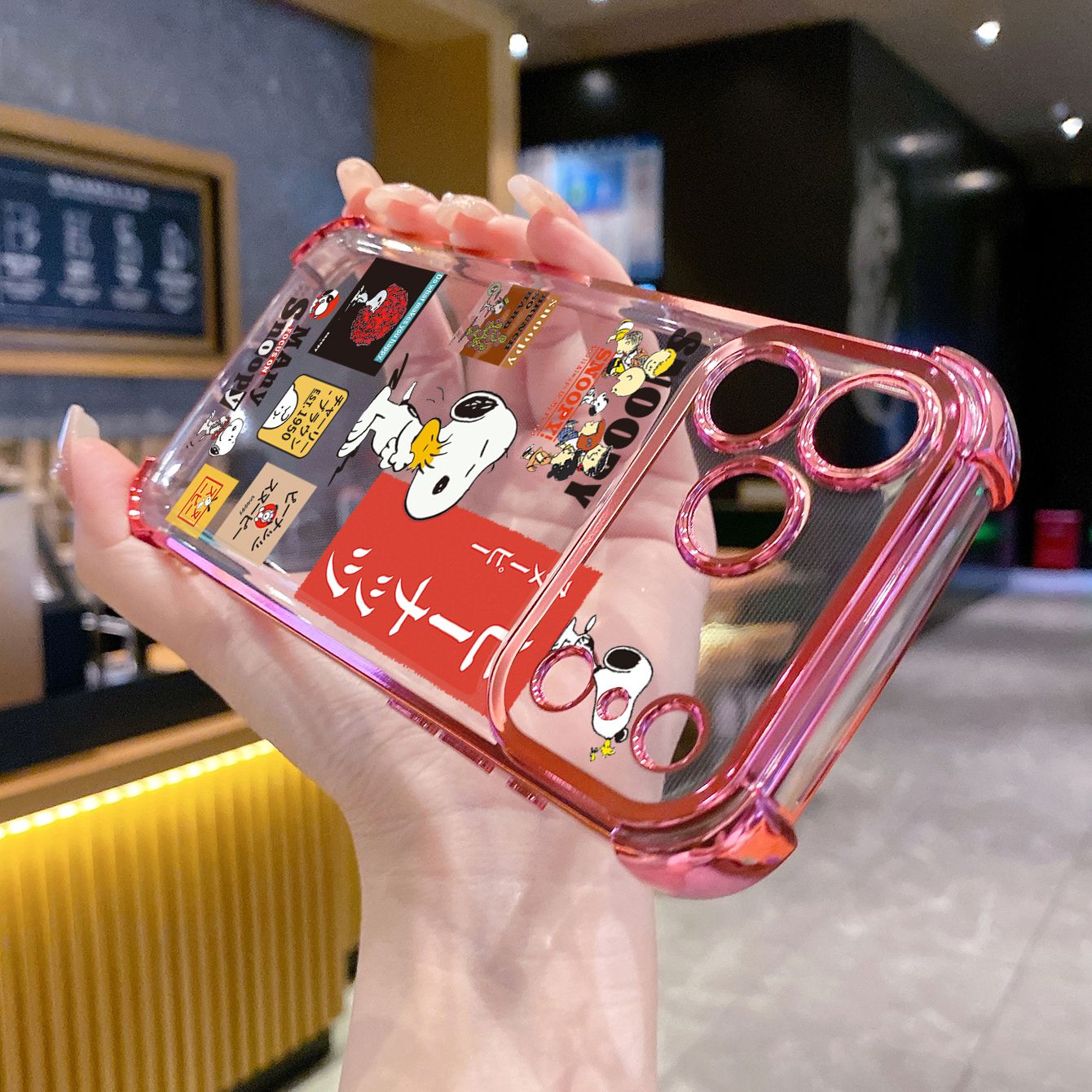 for iPhone 17 Pro Max 16 15 14 Plus Plating Phone Case Shockproof Cover Cute Snoopy