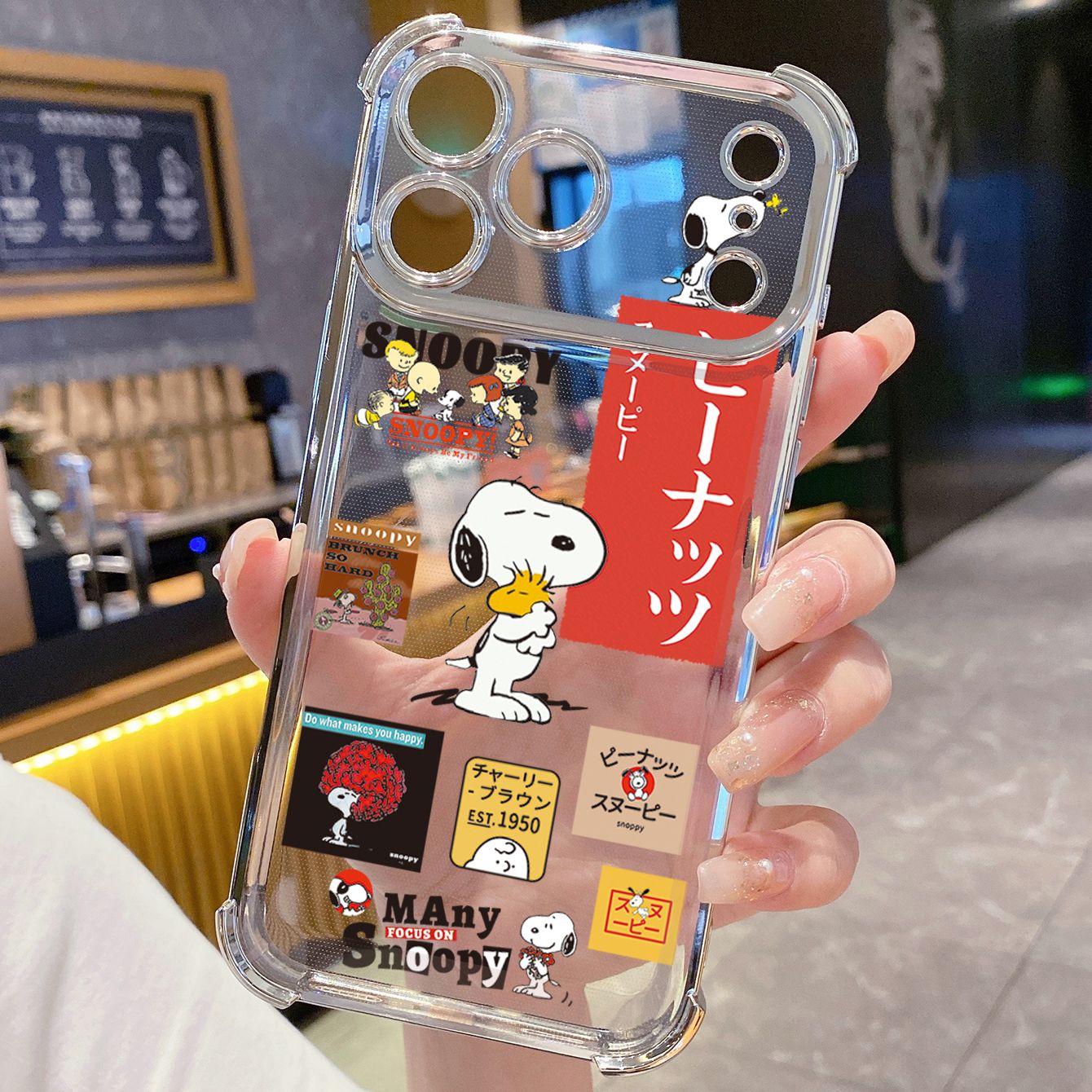 for iPhone 17 Pro Max 16 15 14 Plus Plating Phone Case Shockproof Cover Cute Snoopy