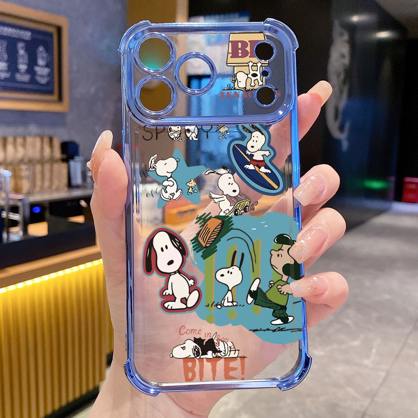 for iPhone 17 Pro Max 16 15 14 Plus Plating Phone Case Shockproof Cover Cute Snoopy