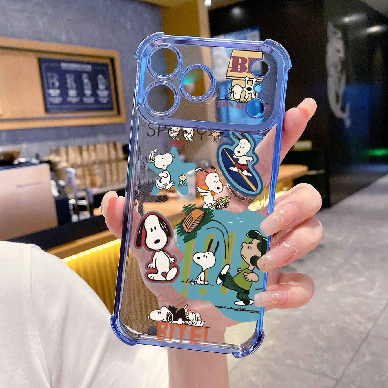 for iPhone 17 Pro Max 16 15 14 Plus Plating Phone Case Shockproof Cover Cute Snoopy