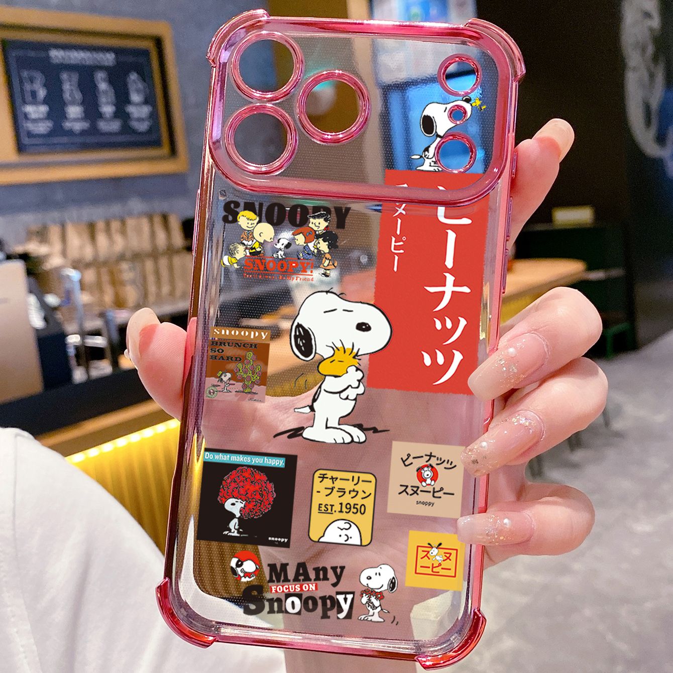 for iPhone 17 Pro Max 16 15 14 Plus Plating Phone Case Shockproof Cover Cute Snoopy