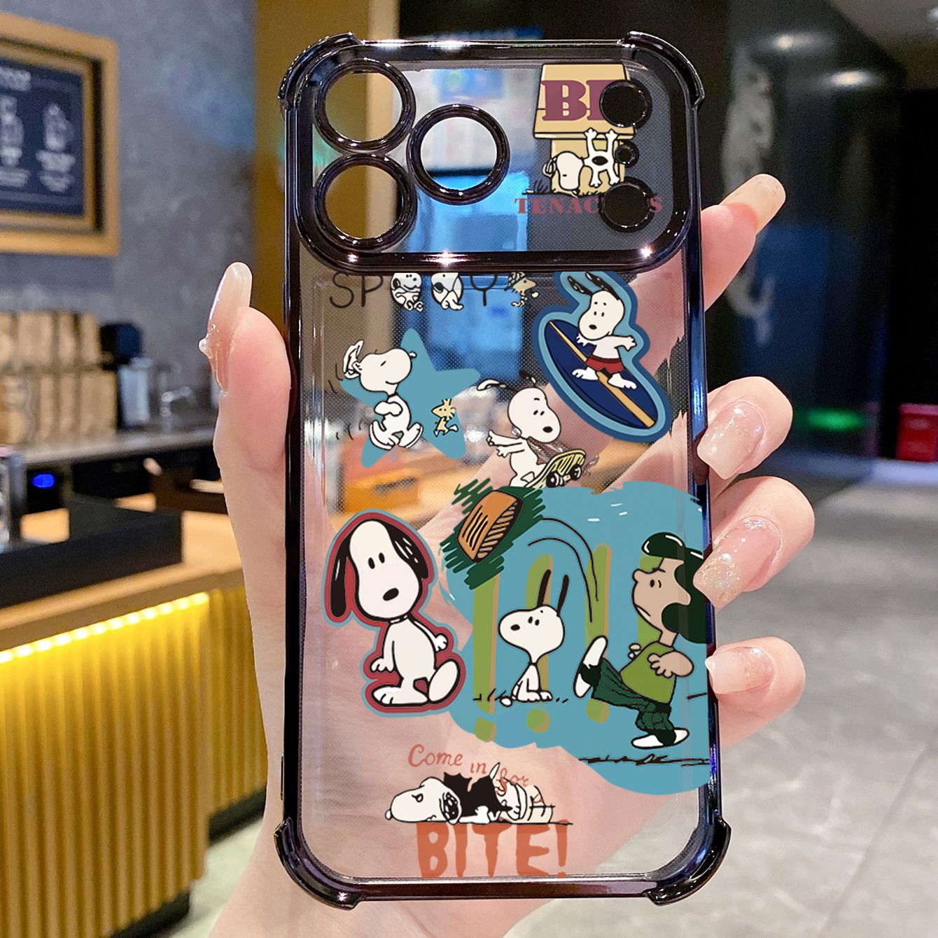 for iPhone 17 Pro Max 16 15 14 Plus Plating Phone Case Shockproof Cover Cute Snoopy