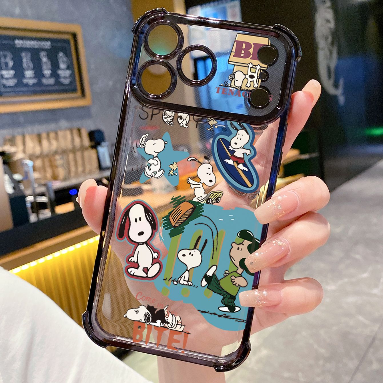 for iPhone 17 Pro Max 16 15 14 Plus Plating Phone Case Shockproof Cover Cute Snoopy