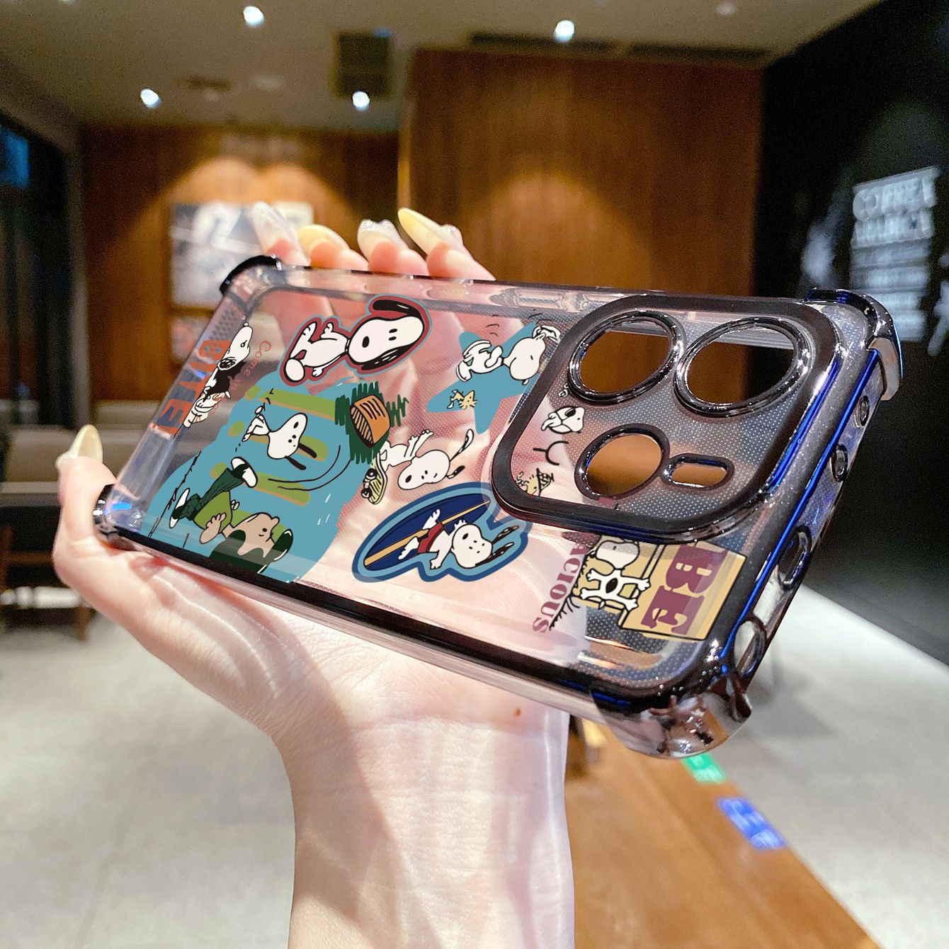 for Redmi Note 14 Pro 14C 13C POCO X7 Plating Phone Case Shockproof Cover Cute Snoopy