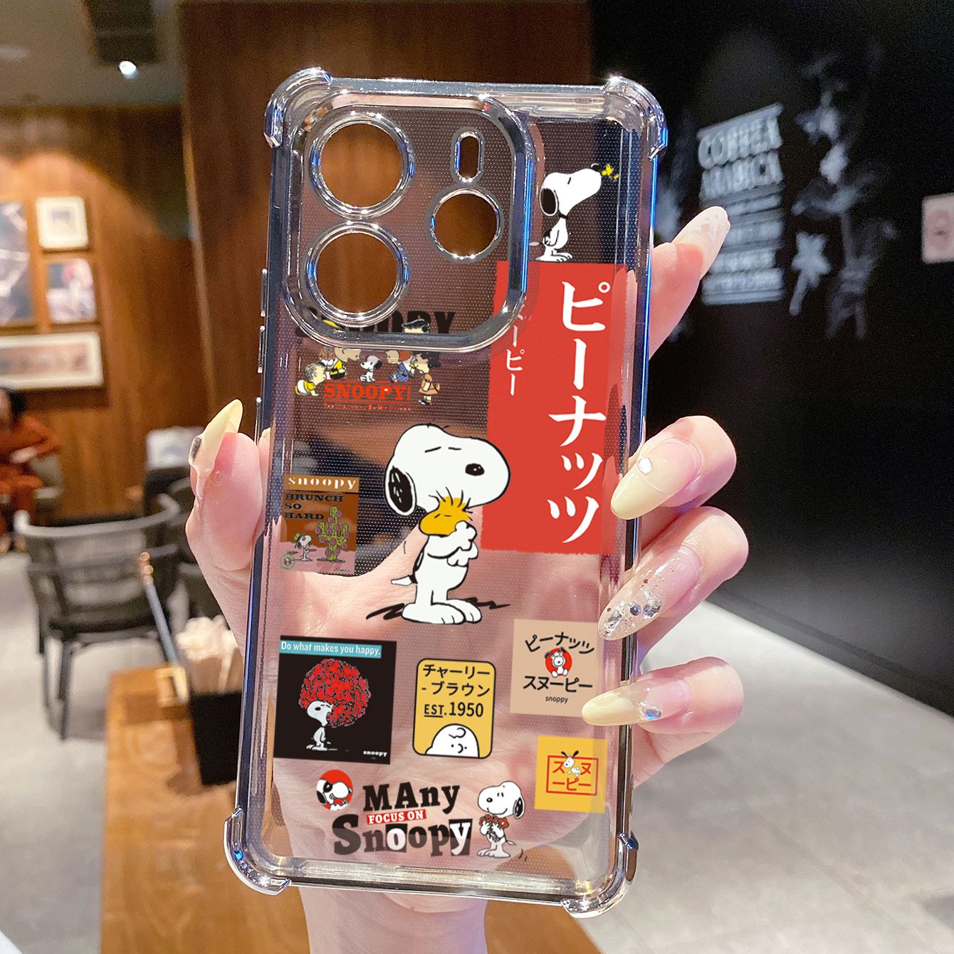 for Redmi Note 14 Pro 14C 13C POCO X7 Plating Phone Case Shockproof Cover Cute Snoopy