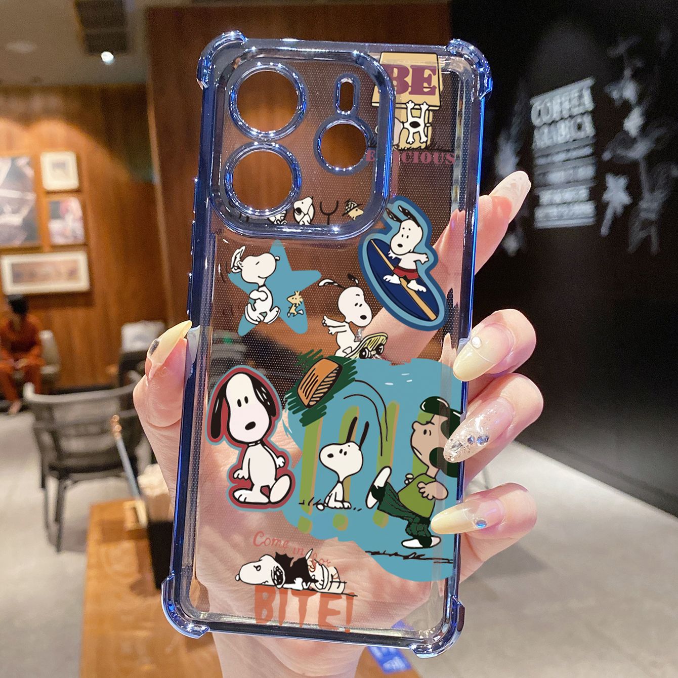 for Redmi Note 14 Pro 14C 13C POCO X7 Plating Phone Case Shockproof Cover Cute Snoopy