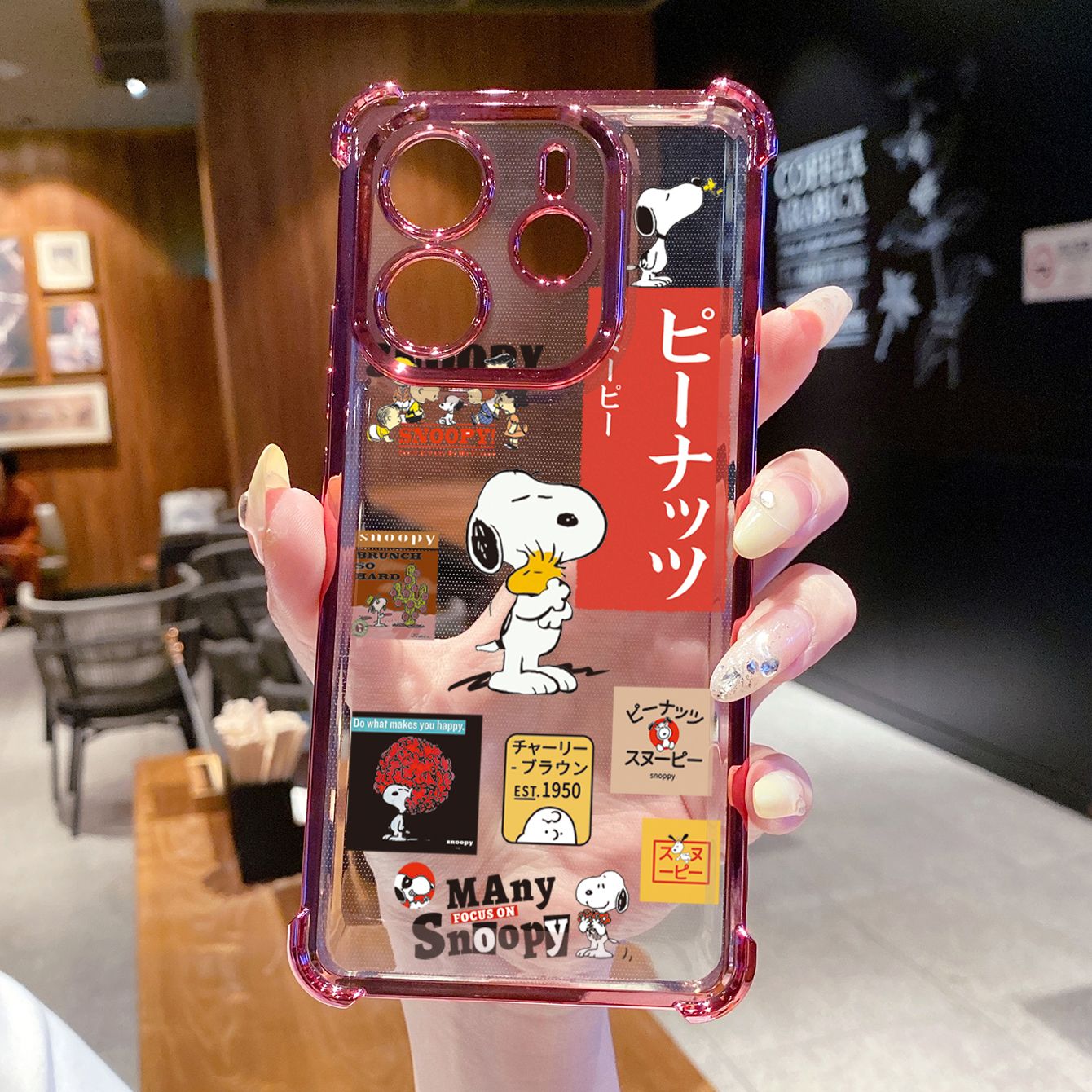 for Redmi Note 14 Pro 14C 13C POCO X7 Plating Phone Case Shockproof Cover Cute Snoopy