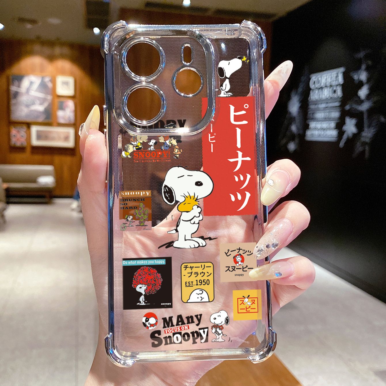 for Redmi Note 14 Pro 14C 13C POCO X7 Plating Phone Case Shockproof Cover Cute Snoopy