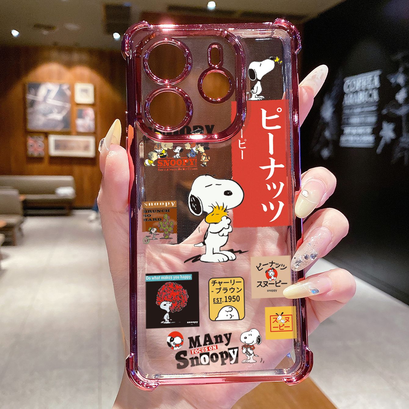 for Redmi Note 14 Pro 14C 13C POCO X7 Plating Phone Case Shockproof Cover Cute Snoopy