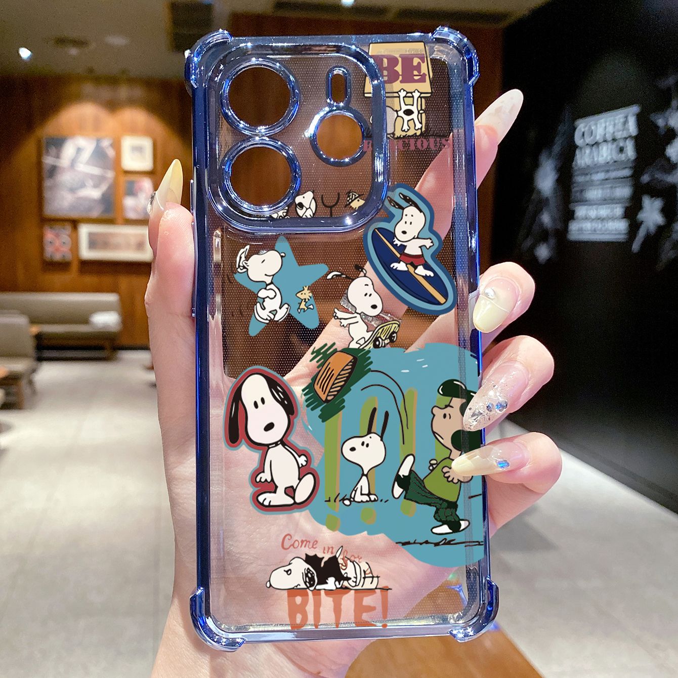 for Redmi Note 14 Pro 14C 13C POCO X7 Plating Phone Case Shockproof Cover Cute Snoopy