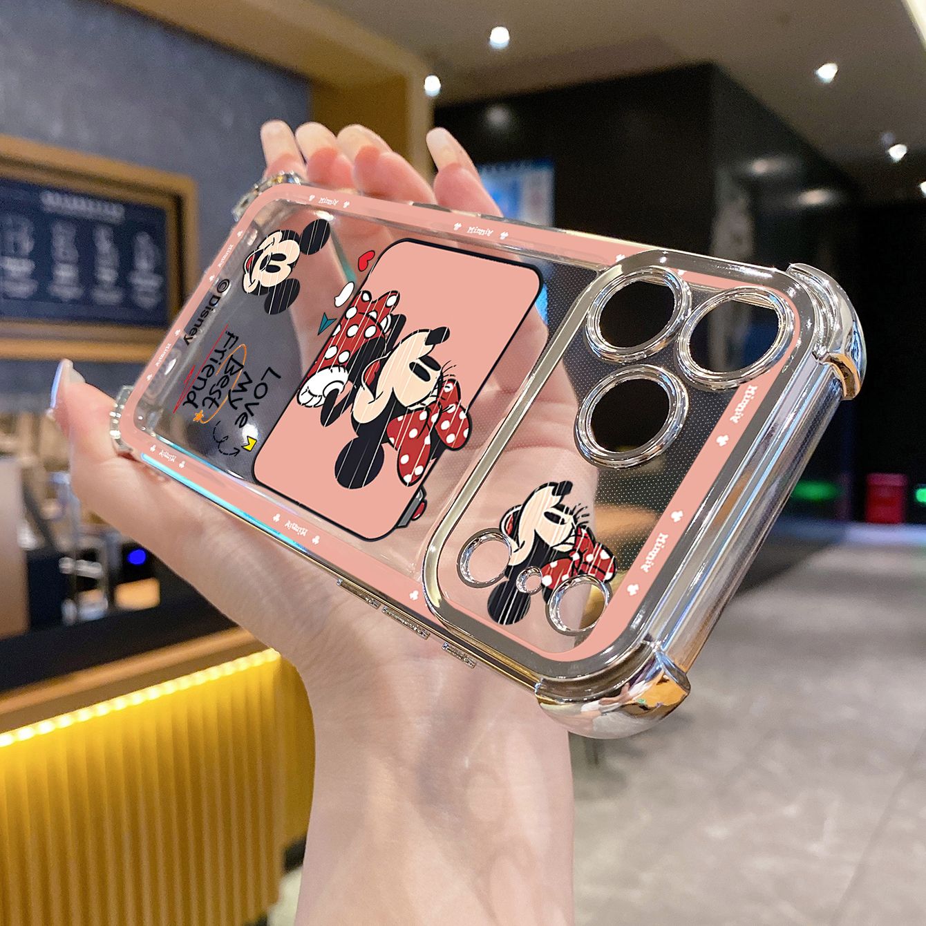 for iPhone 17 Pro Max 16 15 14 Plus Plating Phone Case Shockproof Cover Couple Mickey Minnie Mouse