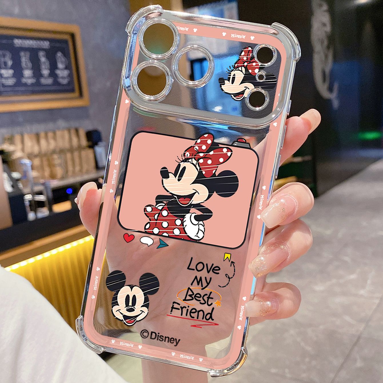 for iPhone 17 Pro Max 16 15 14 Plus Plating Phone Case Shockproof Cover Couple Mickey Minnie Mouse