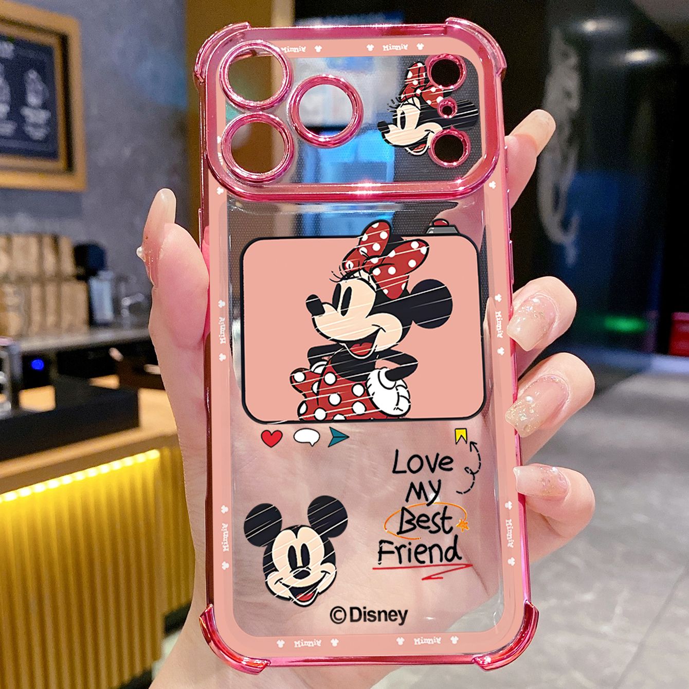 for iPhone 17 Pro Max 16 15 14 Plus Plating Phone Case Shockproof Cover Couple Mickey Minnie Mouse