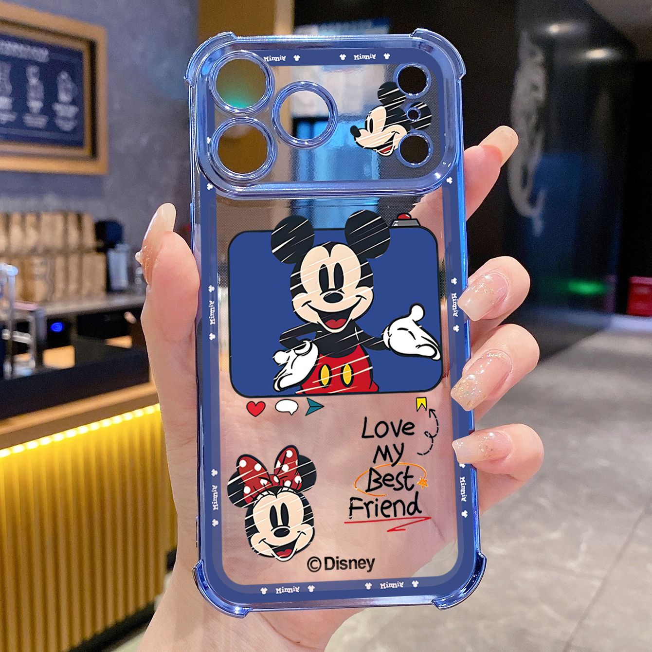for iPhone 17 Pro Max 16 15 14 Plus Plating Phone Case Shockproof Cover Couple Mickey Minnie Mouse