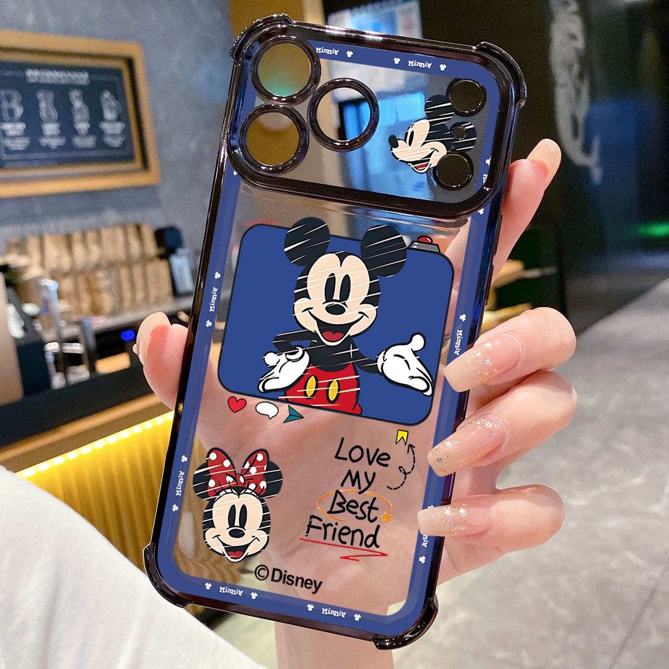 for iPhone 17 Pro Max 16 15 14 Plus Plating Phone Case Shockproof Cover Couple Mickey Minnie Mouse