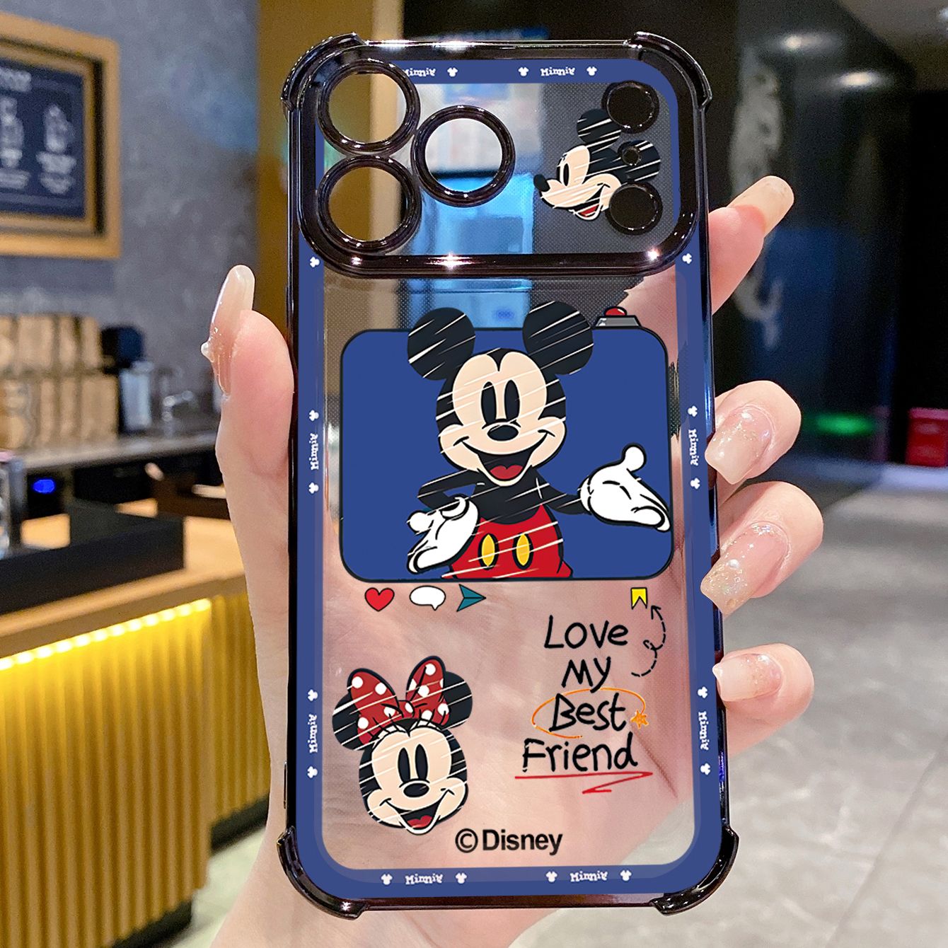 for iPhone 17 Pro Max 16 15 14 Plus Plating Phone Case Shockproof Cover Couple Mickey Minnie Mouse