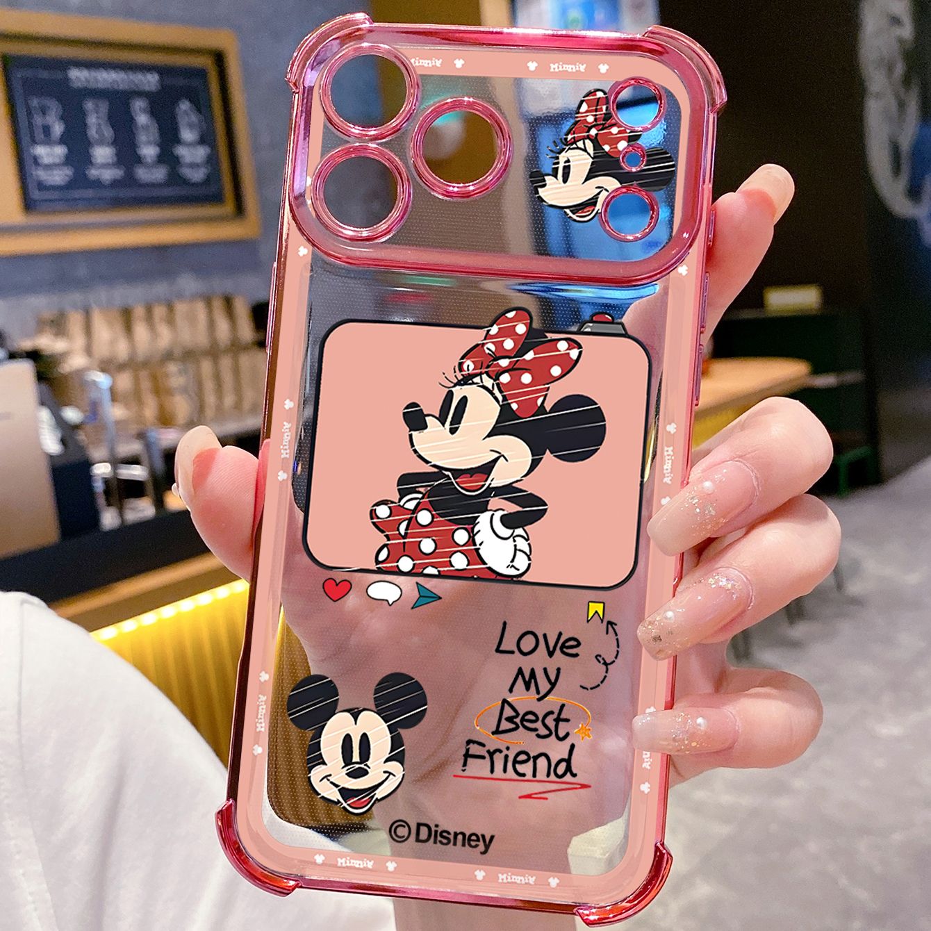 for iPhone 17 Pro Max 16 15 14 Plus Plating Phone Case Shockproof Cover Couple Mickey Minnie Mouse