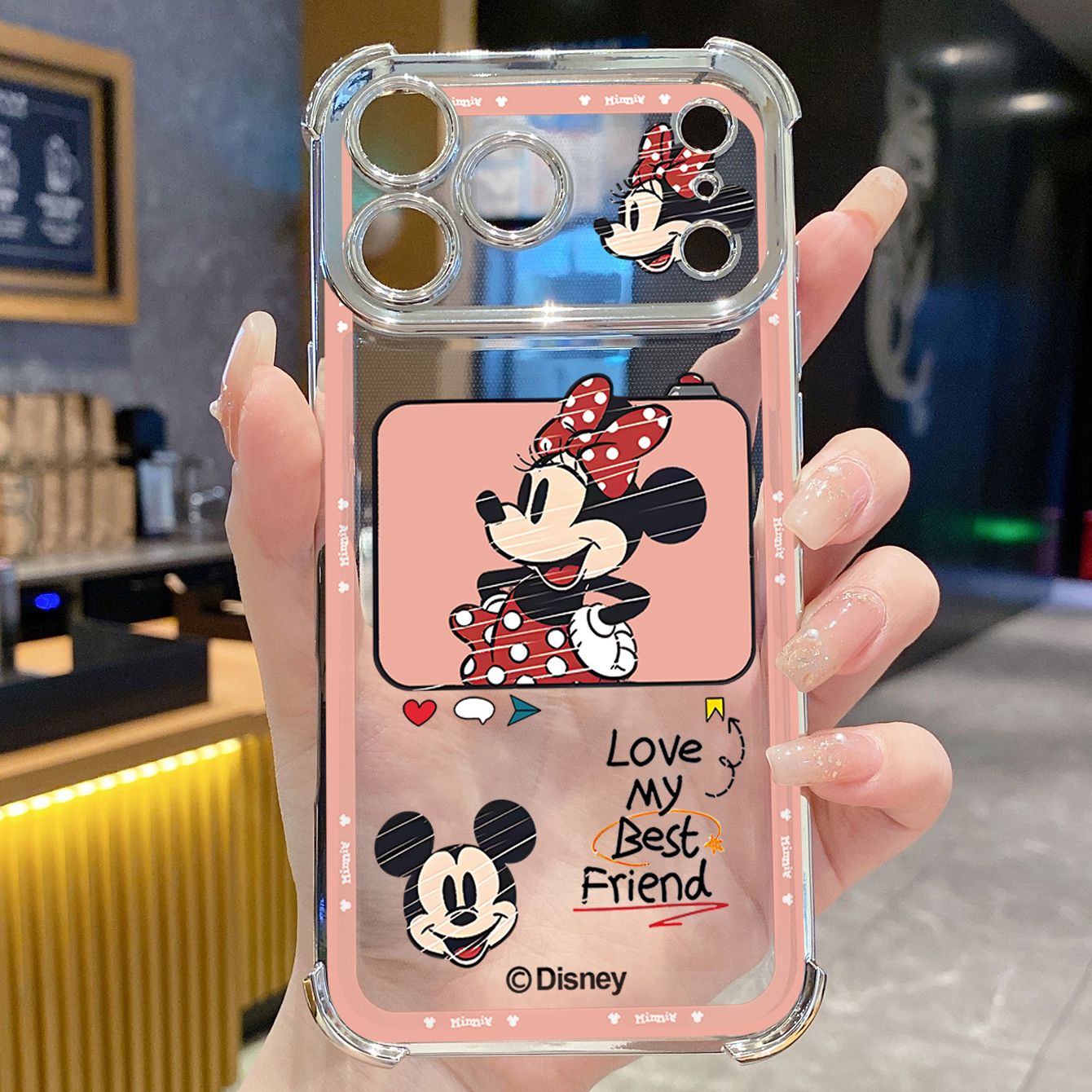 for iPhone 17 Pro Max 16 15 14 Plus Plating Phone Case Shockproof Cover Couple Mickey Minnie Mouse