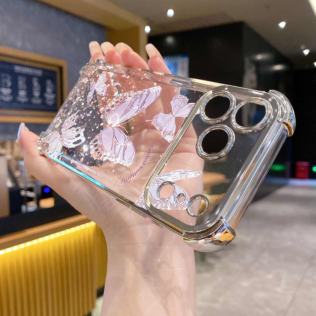for iPhone 17 Pro Max 16 15 14 Plus Plating Phone Case Shockproof Cover Beauty Luxury Butterfly