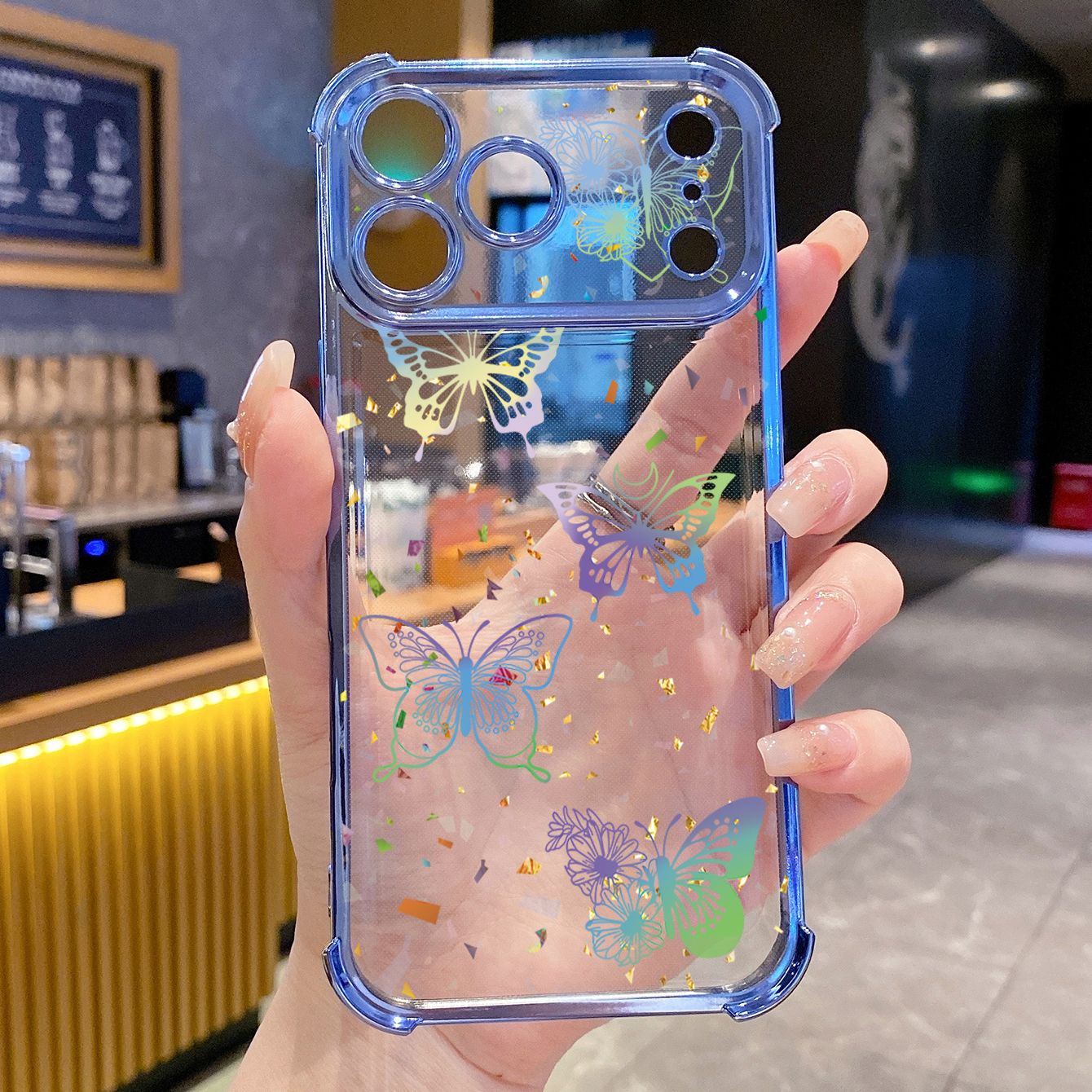 for iPhone 17 Pro Max 16 15 14 Plus Plating Phone Case Shockproof Cover Beauty Luxury Butterfly