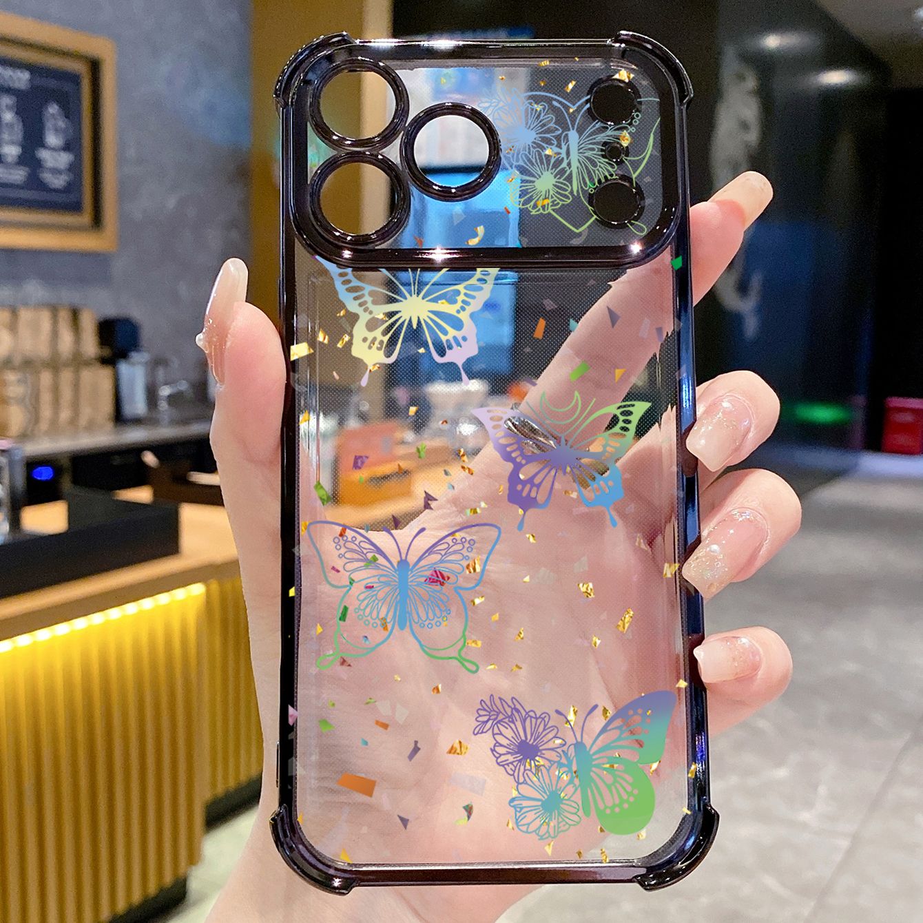 for iPhone 17 Pro Max 16 15 14 Plus Plating Phone Case Shockproof Cover Beauty Luxury Butterfly