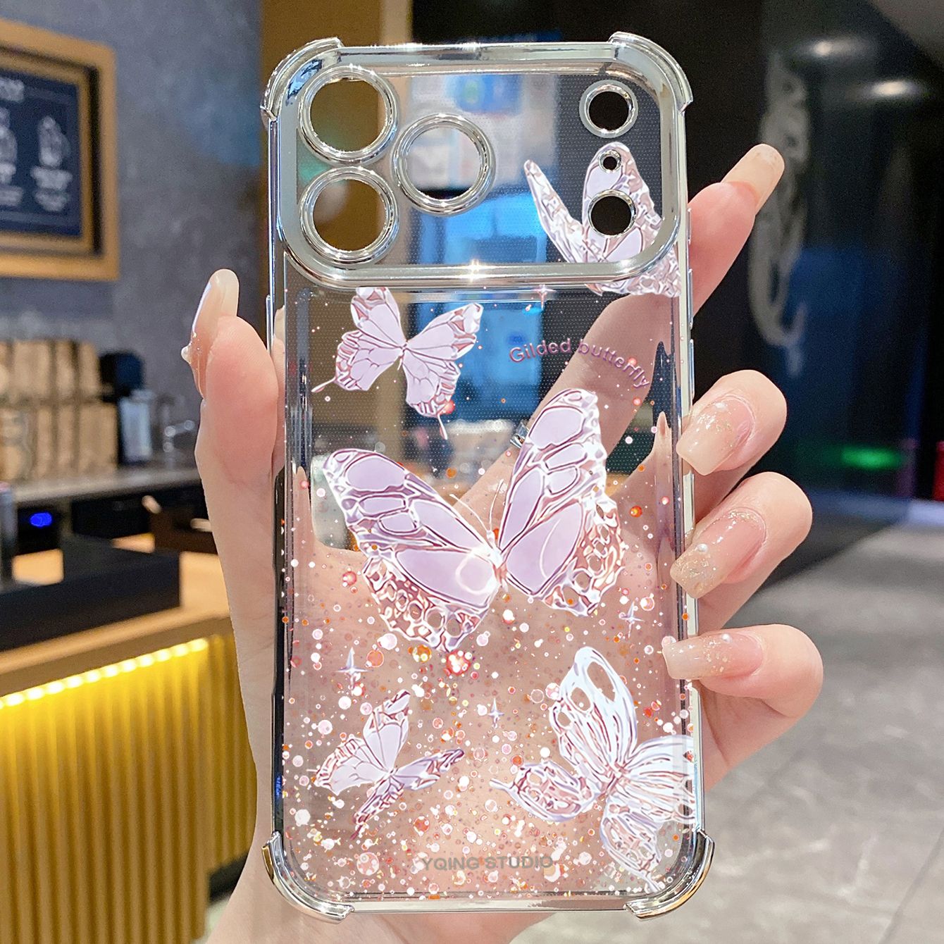 for iPhone 17 Pro Max 16 15 14 Plus Plating Phone Case Shockproof Cover Beauty Luxury Butterfly
