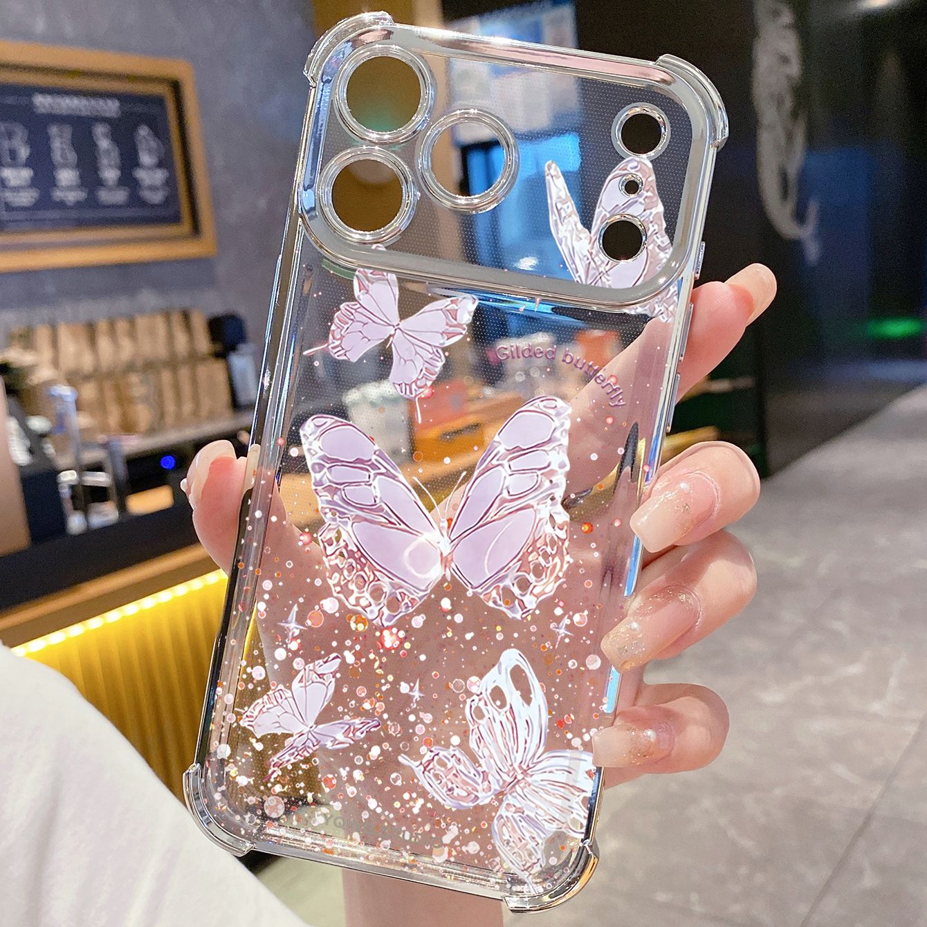 for iPhone 17 Pro Max 16 15 14 Plus Plating Phone Case Shockproof Cover Beauty Luxury Butterfly
