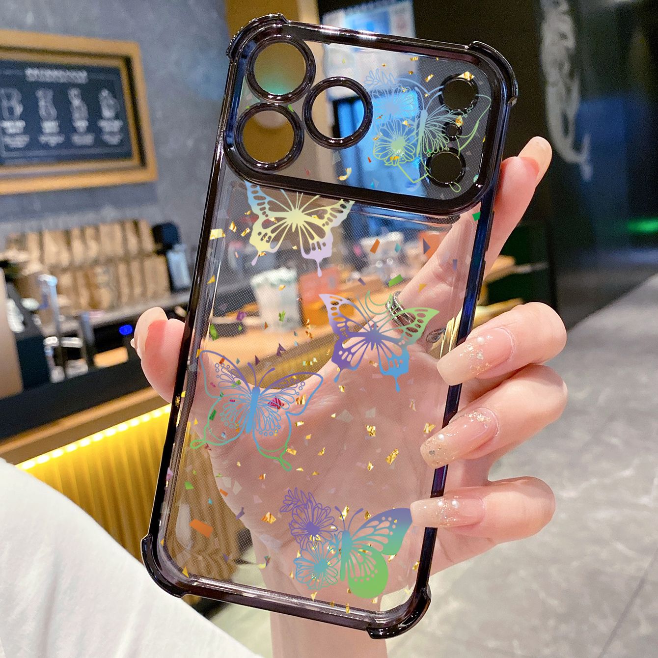 for iPhone 17 Pro Max 16 15 14 Plus Plating Phone Case Shockproof Cover Beauty Luxury Butterfly