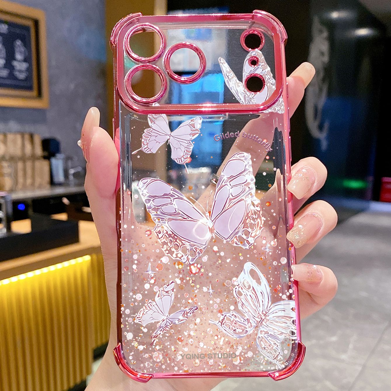 for iPhone 17 Pro Max 16 15 14 Plus Plating Phone Case Shockproof Cover Beauty Luxury Butterfly