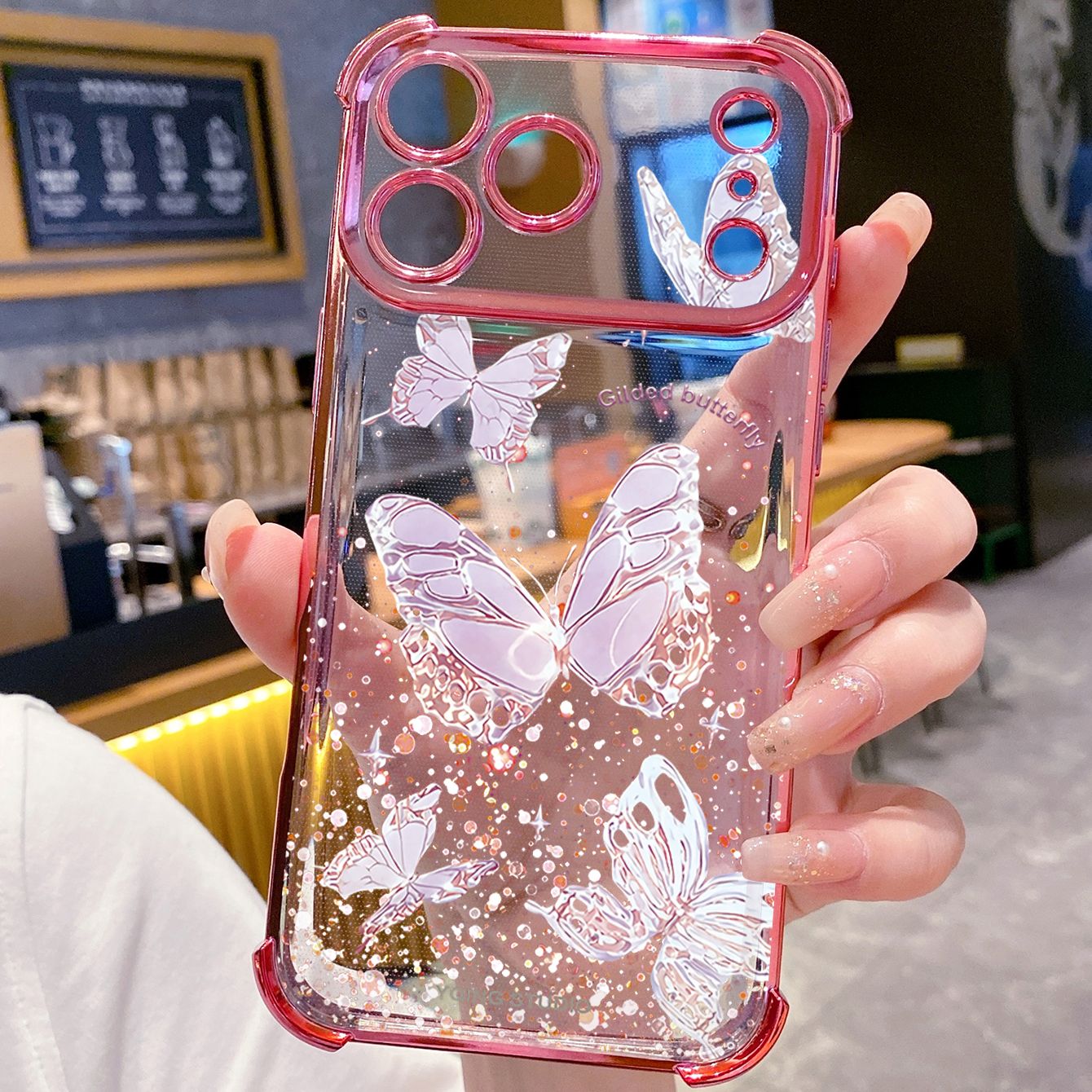 for iPhone 17 Pro Max 16 15 14 Plus Plating Phone Case Shockproof Cover Beauty Luxury Butterfly