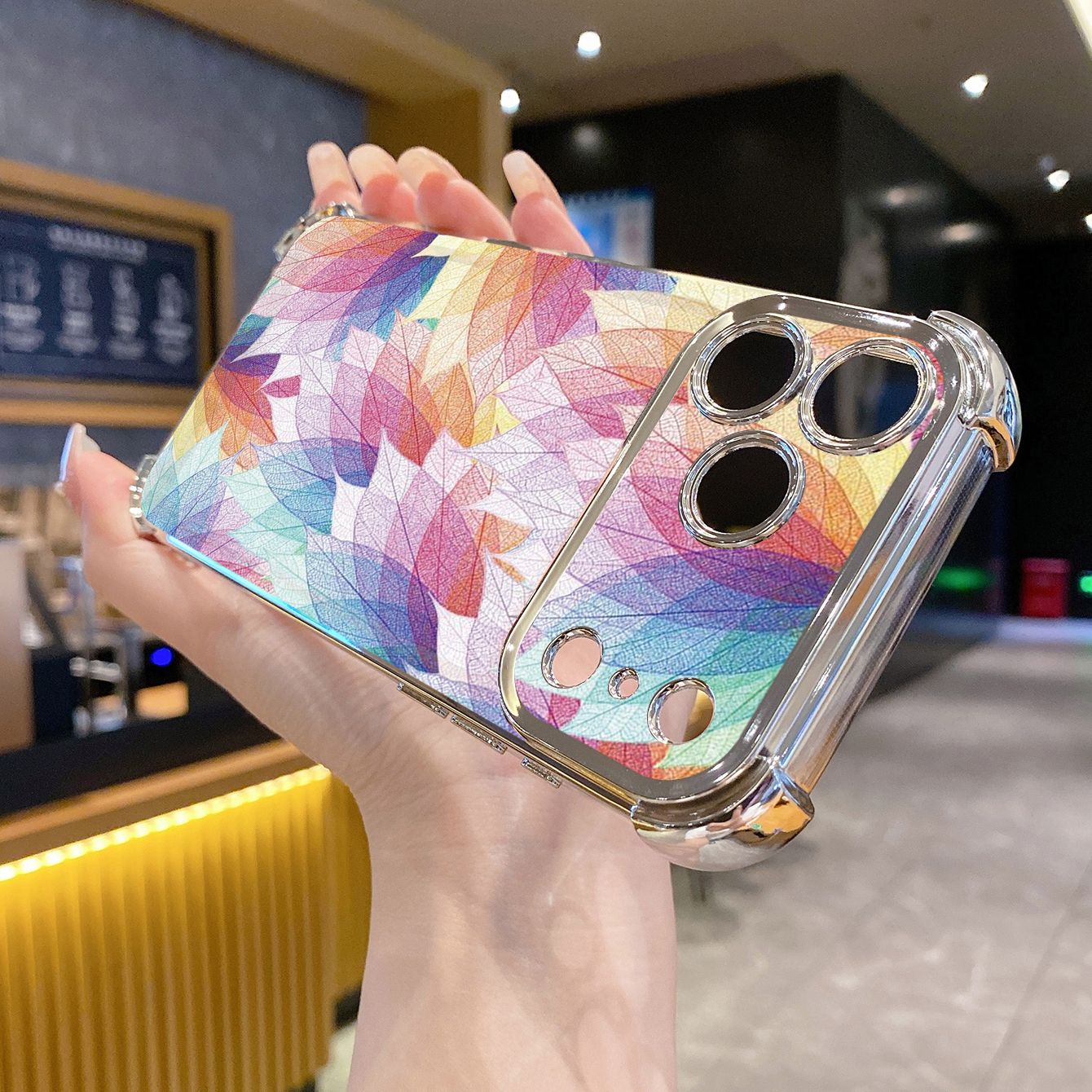 for iPhone 17 Pro Max 16 15 14 Plus Plating Phone Case Shockproof Cover Luxury Leaves