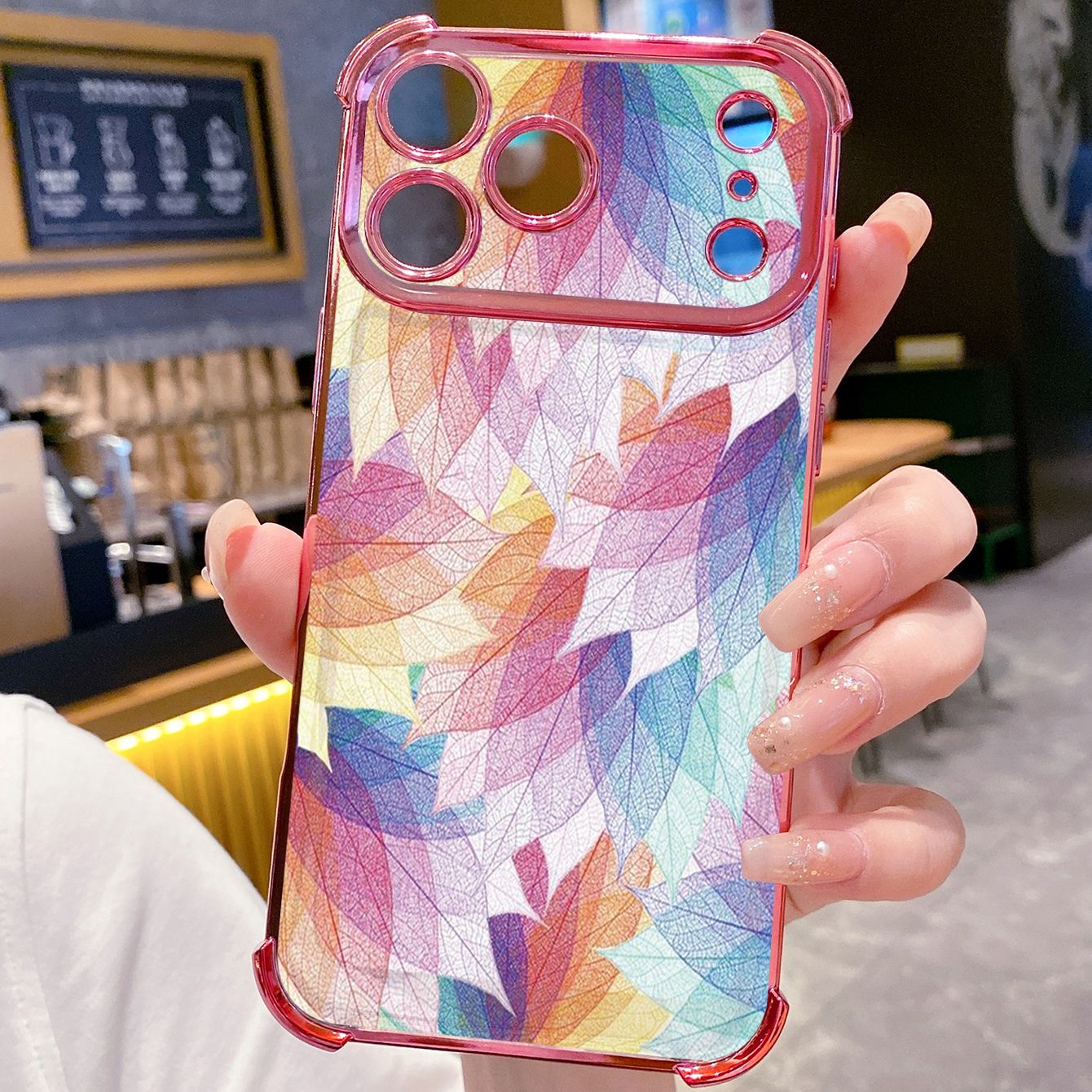 for iPhone 17 Pro Max 16 15 14 Plus Plating Phone Case Shockproof Cover Luxury Leaves