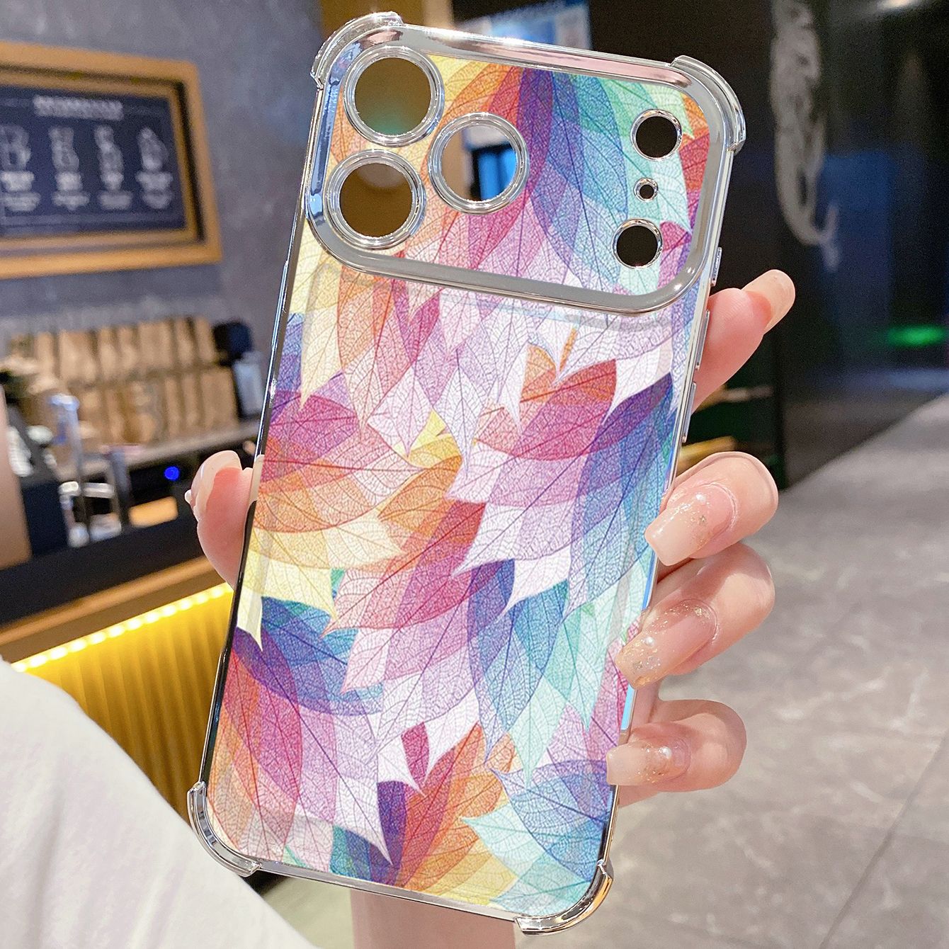 for iPhone 17 Pro Max 16 15 14 Plus Plating Phone Case Shockproof Cover Luxury Leaves