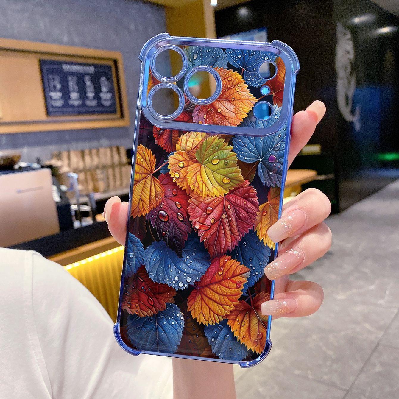 for iPhone 17 Pro Max 16 15 14 Plus Plating Phone Case Shockproof Cover Luxury Leaves