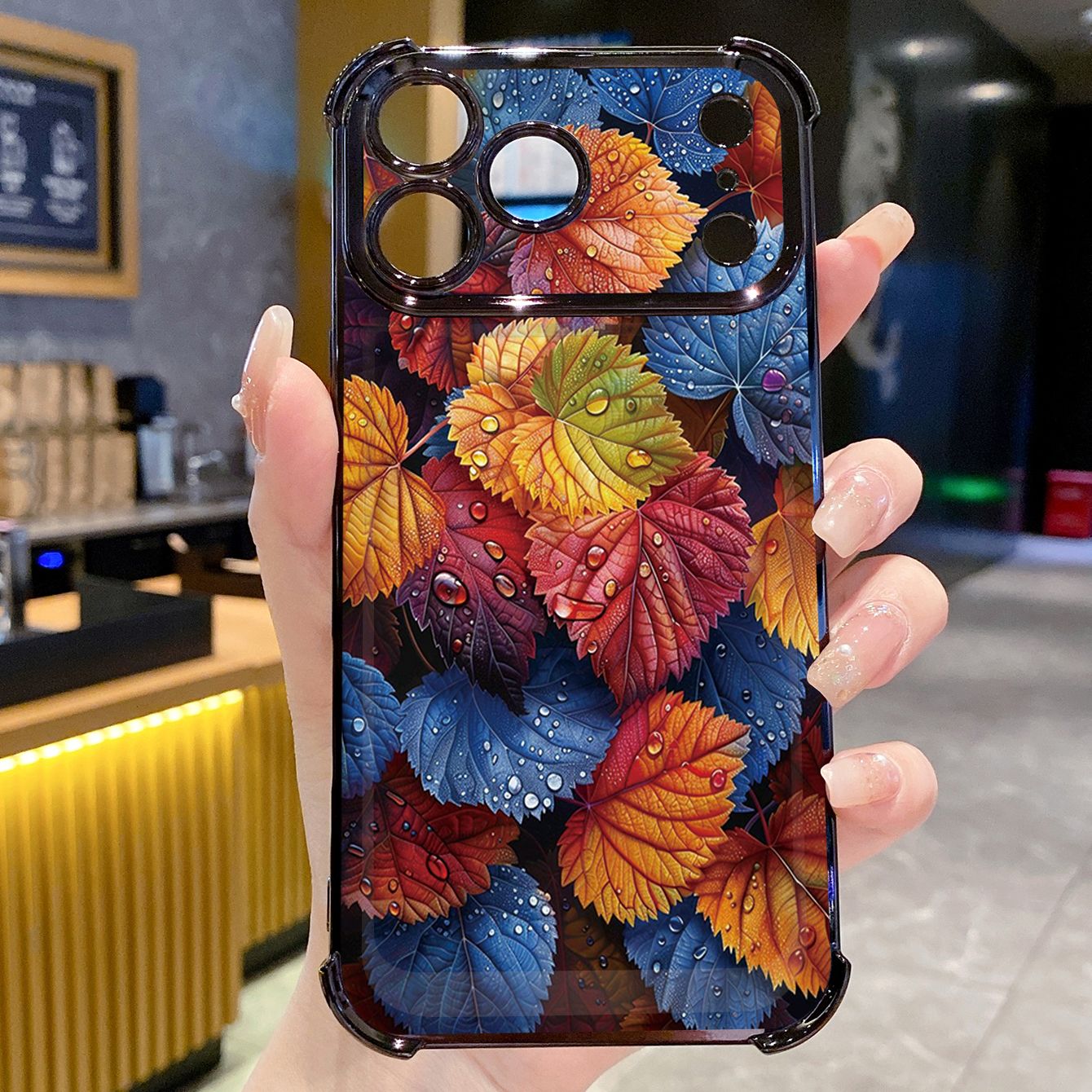 for iPhone 17 Pro Max 16 15 14 Plus Plating Phone Case Shockproof Cover Luxury Leaves